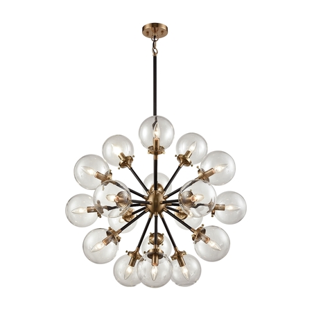 Elk Lighting Boudreaux 18-Lght Chandelier Gold & Matte Blk w/Sphere-shaped Glass 14435/18